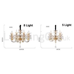 Lustre de vela de cristal transparente K9 cor ouro retrô