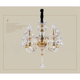 Lustre de vela de cristal transparente K9 cor ouro retrô