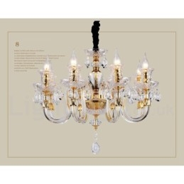 Lustre de vela de cristal transparente K9 cor ouro retrô