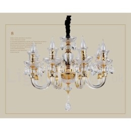 Lustre de vela de cristal transparente K9 cor ouro retrô
