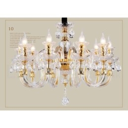 Lustre de vela de cristal transparente K9 cor ouro retrô