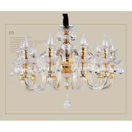 Lustre de vela de cristal transparente K9 cor ouro retrô