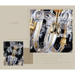 Lustre de vela de cristal transparente K9 cor ouro retrô