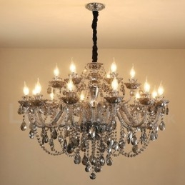 18 Luzes Retro Cinza Cor K9 Cristal Vela Grande Lustre