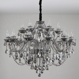 18 Luzes Retro Cinza Cor K9 Cristal Vela Grande Lustre