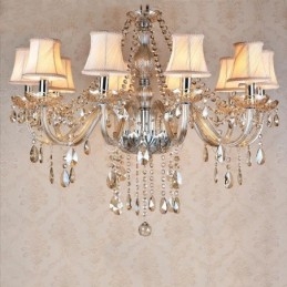 Vela de cor conhaque grande lustre de cristal K9 com abajures