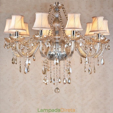 Vela de cor conhaque grande lustre de cristal K9 com abajures