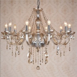 Vela de cor conhaque grande lustre de cristal K9 com abajures