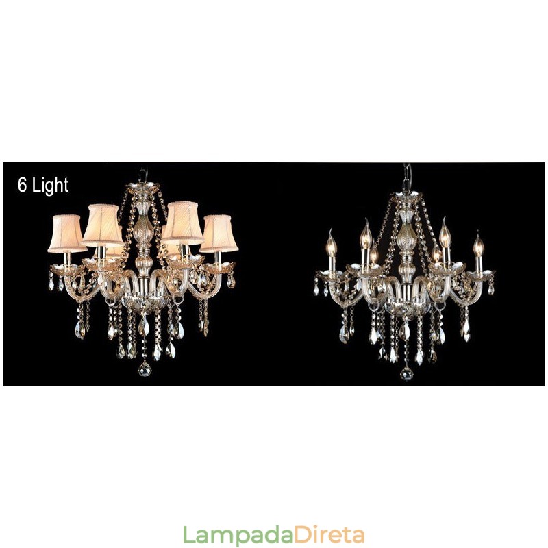 Vela de cor conhaque grande lustre de cristal K9 com abajures