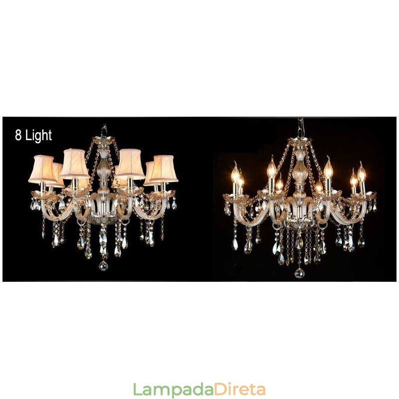 Vela de cor conhaque grande lustre de cristal K9 com abajures