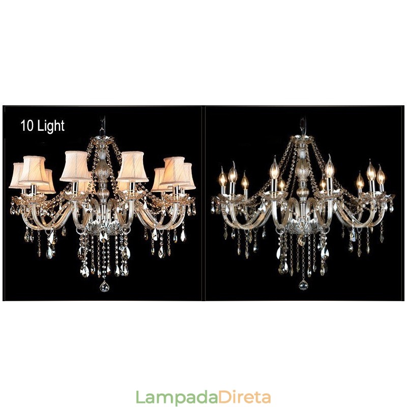 Vela de cor conhaque grande lustre de cristal K9 com abajures