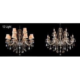 Vela de cor conhaque grande lustre de cristal K9 com abajures