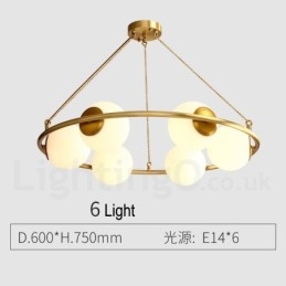 Lustre redondo estilo feijão de latão puro com abajures brancos