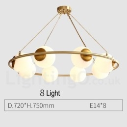 Lustre redondo estilo feijão de latão puro com abajures brancos