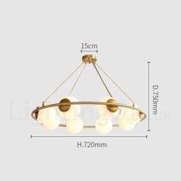 Lustre redondo estilo feijão de latão puro com abajures brancos