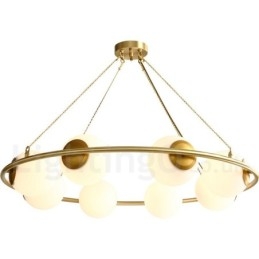 Lustre redondo estilo feijão de latão puro com abajures brancos