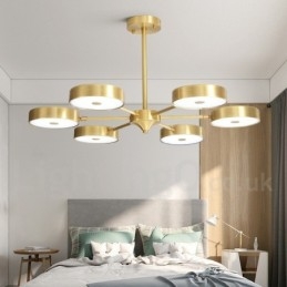 Lustre giratório rústico de latão puro com cúpulas de acrílico