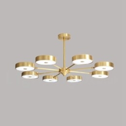 Lustre giratório rústico de latão puro com cúpulas de acrílico