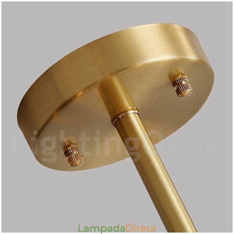 Lustre giratório rústico de latão puro com cúpulas de acrílico
