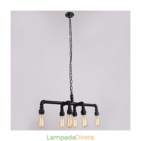 Cachimbo de água Retro Plating 6Light Pintura Pingente