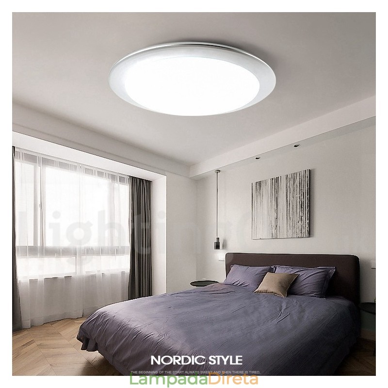 Luminária de teto embutida estilo nórdico moderno e contemporâneo superfina de 4 cm de espessura com abajur de acrílico e controle remoto, também pode ser usada como luminária de parede