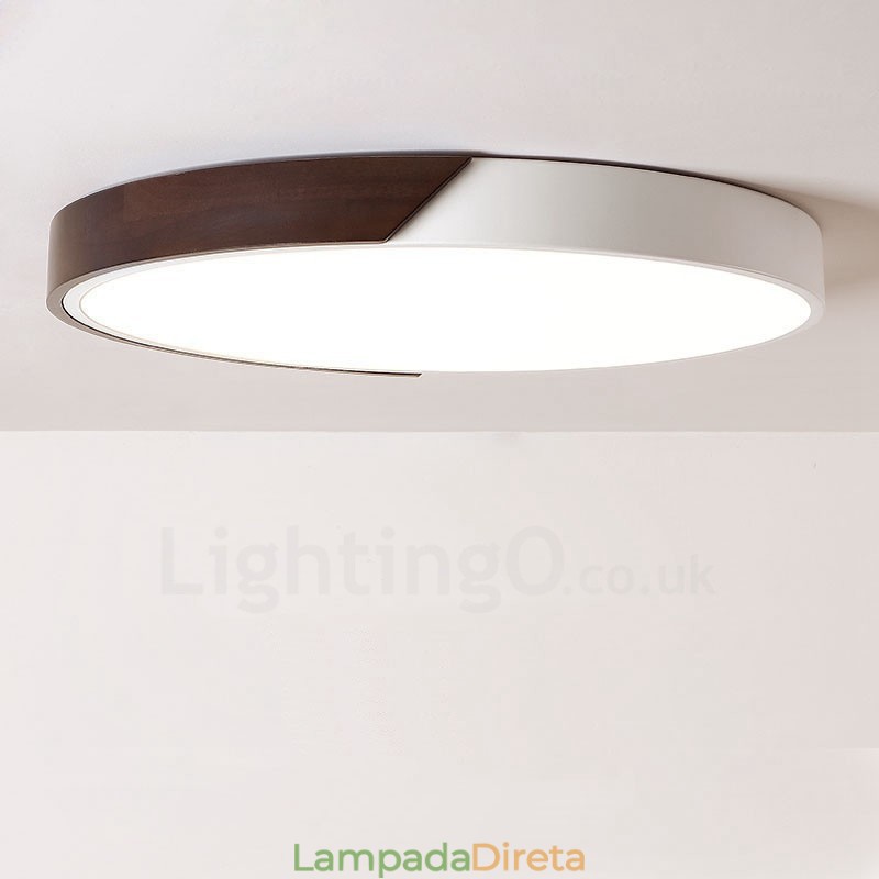 Luzes de teto embutidas ultrafinas redondas e reguláveis em madeira de nogueira retrô com cúpula de acrílico também podem ser usadas como luz de parede