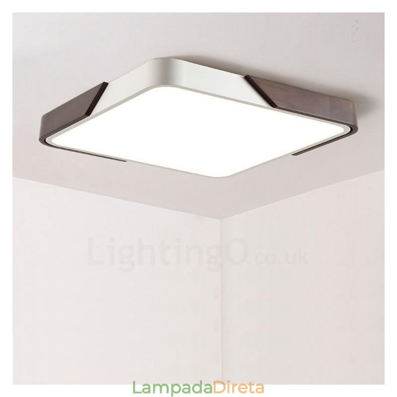 Luzes de teto embutidas quadradas ultrafinas de cor nogueira retrô com abajur de acrílico também podem ser usadas como luz de parede