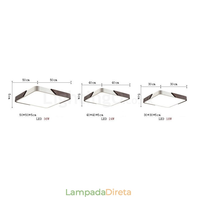 Luzes de teto embutidas quadradas ultrafinas de cor nogueira retrô com abajur de acrílico também podem ser usadas como luz de parede