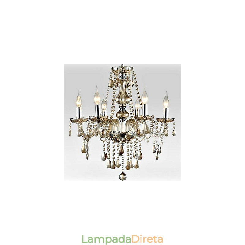 6 luzes O estilo do palácio Lustre de vidro com lâmpada de vela