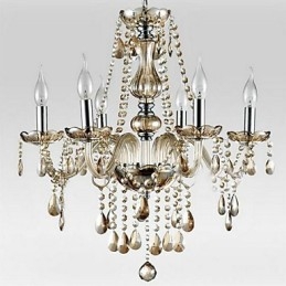 6 luzes O estilo do palácio Lustre de vidro com lâmpada de vela
