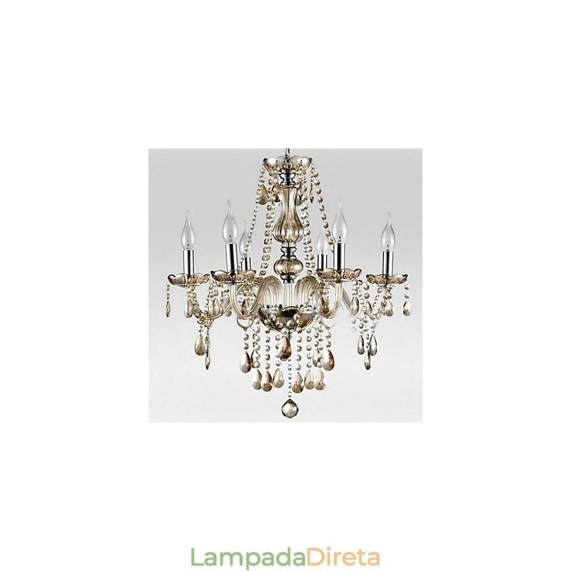 6 luzes O estilo do palácio Lustre de vidro com lâmpada de vela