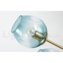 Lustre rústico de aço inoxidável com 3 luzes e cúpulas de vidro transparente ou azul