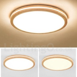 Luminária de teto de madeira redonda regulável com lente, estilo nórdico moderno e contemporâneo, embutida, com cúpula de acrílico e controle remoto, também pode ser usada como luminária de parede