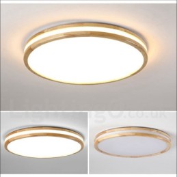 Luminária de teto de madeira redonda regulável com lente, estilo nórdico moderno e contemporâneo, embutida, com cúpula de acrílico e controle remoto, também pode ser usada como luminária de parede