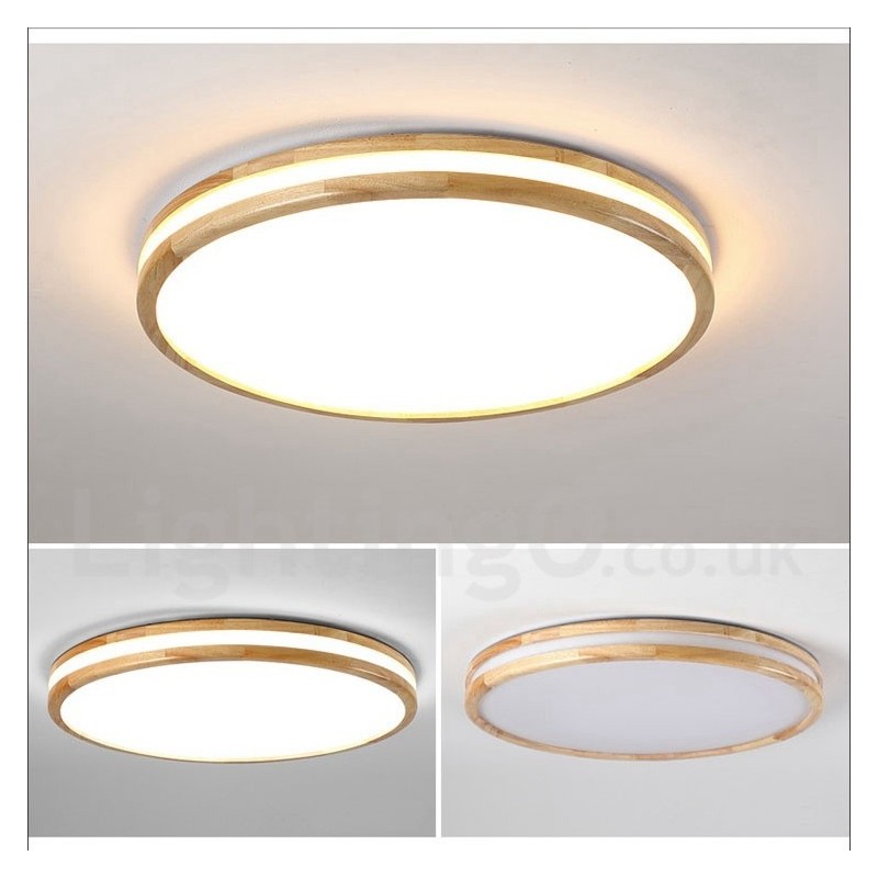 Luminária de teto de madeira redonda regulável com lente, estilo nórdico moderno e contemporâneo, embutida, com cúpula de acrílico e controle remoto, também pode ser usada como luminária de parede