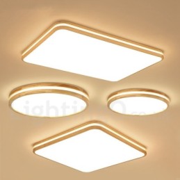Luminária de teto de madeira redonda regulável com lente, estilo nórdico moderno e contemporâneo, embutida, com cúpula de acrílico e controle remoto, também pode ser usada como luminária de parede