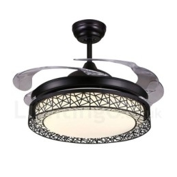 108CM (42") 91CM (36") Moderno Contemporâneo Controle Remoto Oco Ventilador de Teto Luz com Sombra de Acrílico Mudo Motor de Cobre Puro