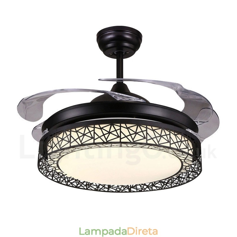 108CM (42") 91CM (36") Moderno Contemporâneo Controle Remoto Oco Ventilador de Teto Luz com Sombra de Acrílico Mudo Motor de Cobre Puro