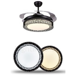 108CM (42") 91CM (36") Moderno Contemporâneo Controle Remoto Oco Ventilador de Teto Luz com Sombra de Acrílico Mudo Motor de Cobre Puro