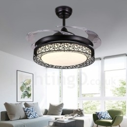108CM (42") 91CM (36") Moderno Contemporâneo Controle Remoto Oco Ventilador de Teto Luz com Sombra de Acrílico Mudo Motor de Cobre Puro