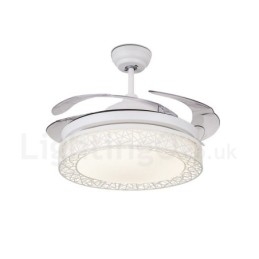 108CM (42") 91CM (36") Moderno Contemporâneo Controle Remoto Oco Ventilador de Teto Luz com Sombra de Acrílico Mudo Motor de Cobre Puro