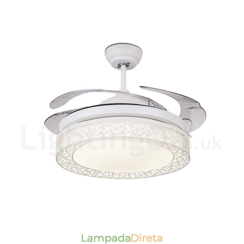 108CM (42") 91CM (36") Moderno Contemporâneo Controle Remoto Oco Ventilador de Teto Luz com Sombra de Acrílico Mudo Motor de Cobre Puro