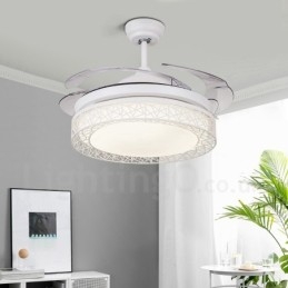 108CM (42") 91CM (36") Moderno Contemporâneo Controle Remoto Oco Ventilador de Teto Luz com Sombra de Acrílico Mudo Motor de Cobre Puro