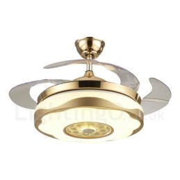 108CM (42") 91CM (36") Moderno Contemporâneo Controle Remoto Cor Dourada Ventilador de Teto Luz com Sombra de Acrílico Motor de Cobre Puro Mudo