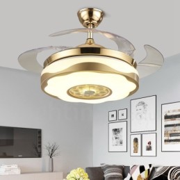108CM (42") 91CM (36") Moderno Contemporâneo Controle Remoto Cor Dourada Ventilador de Teto Luz com Sombra de Acrílico Motor de Cobre Puro Mudo