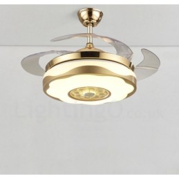 108CM (42") 91CM (36") Moderno Contemporâneo Controle Remoto Cor Dourada Ventilador de Teto Luz com Sombra de Acrílico Motor de Cobre Puro Mudo