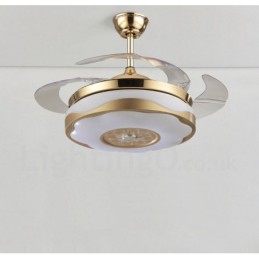 108CM (42") 91CM (36") Moderno Contemporâneo Controle Remoto Cor Dourada Ventilador de Teto Luz com Sombra de Acrílico Motor de Cobre Puro Mudo