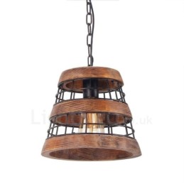 1 Anel de Luz Vintage Lustre de Madeira Industrial Vento Loft Madeira Linear Pendente Iluminação