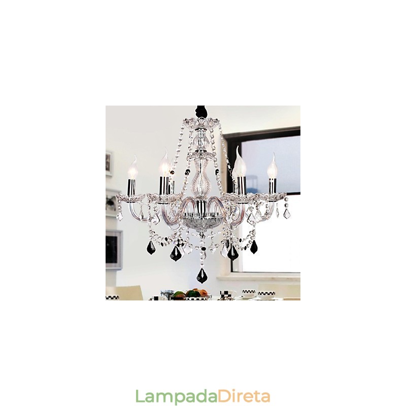 Lustre de luxo com 6 luzes em destaque