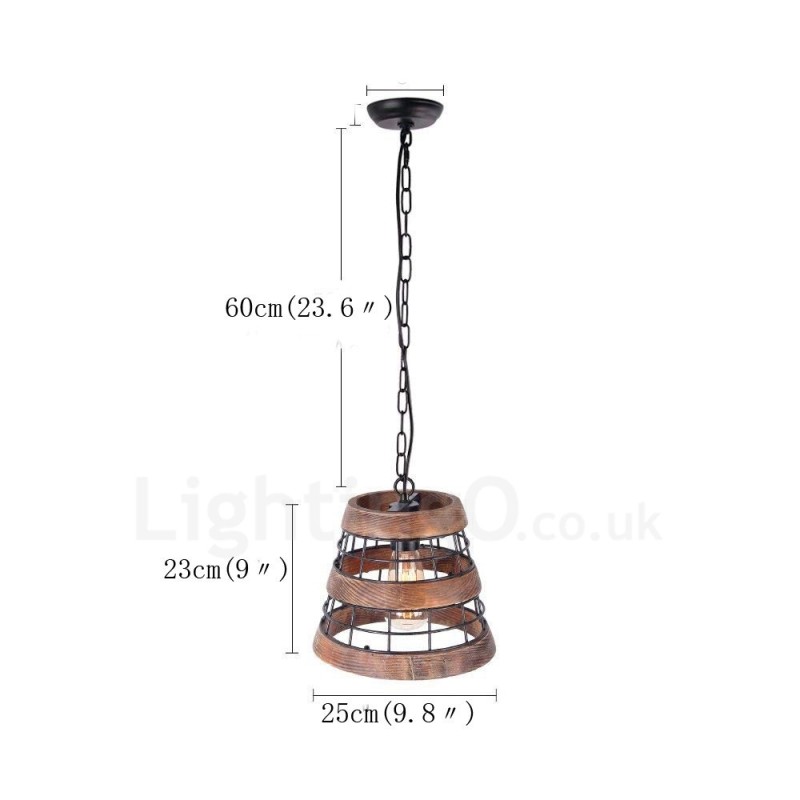 1 Anel de Luz Vintage Lustre de Madeira Industrial Vento Loft Madeira Linear Pendente Iluminação